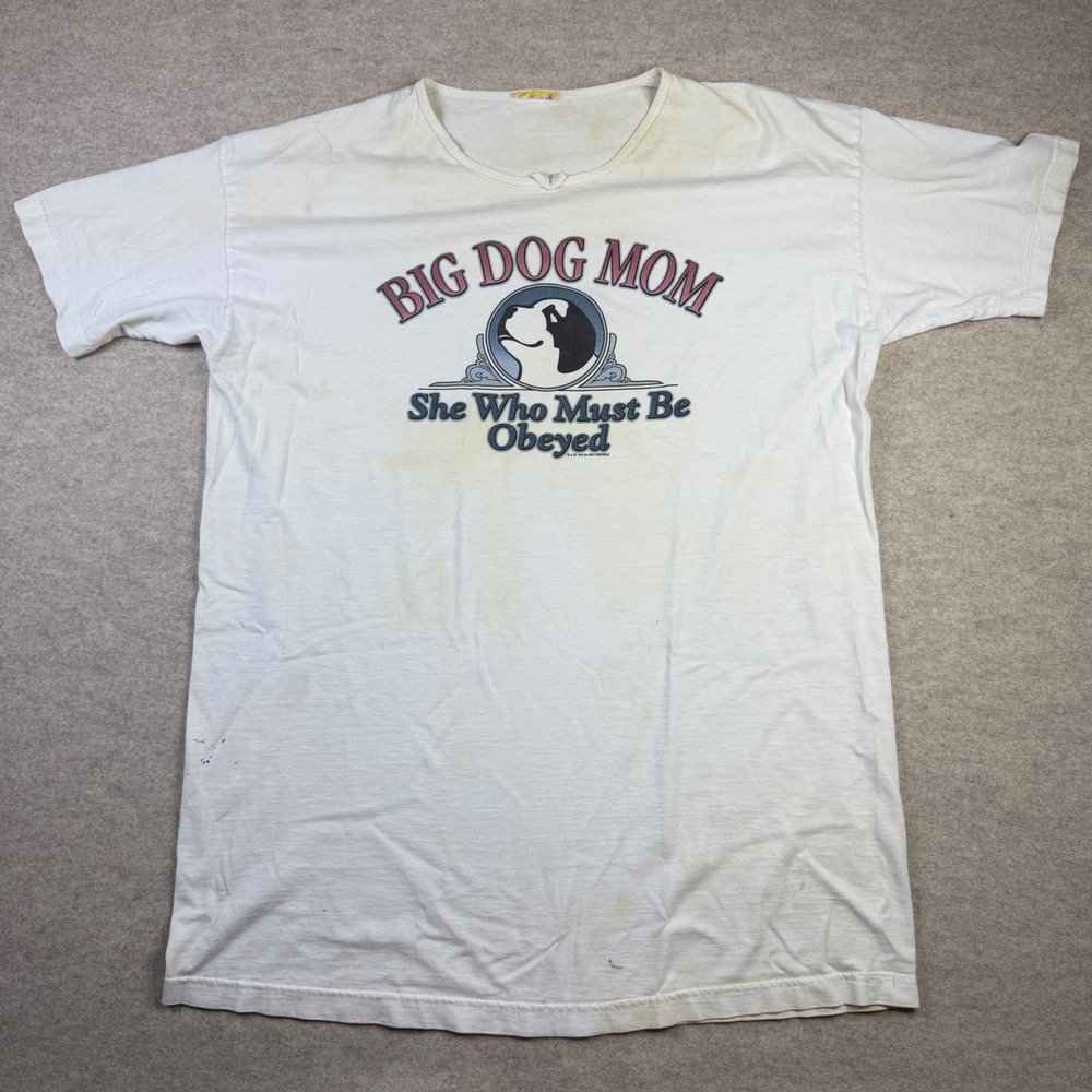 Vintage Big Dogs Big Dog Mom White Graphic T-Shirt XL 1999